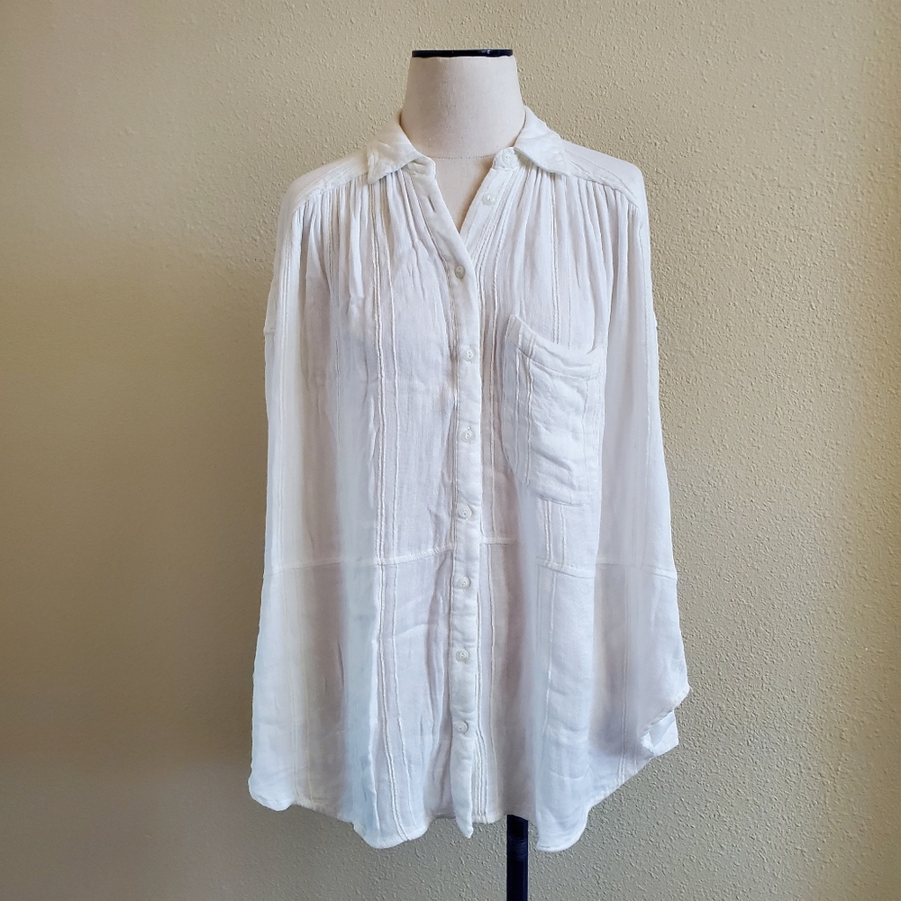 New Free People Loose Fit White Button Down Shirt